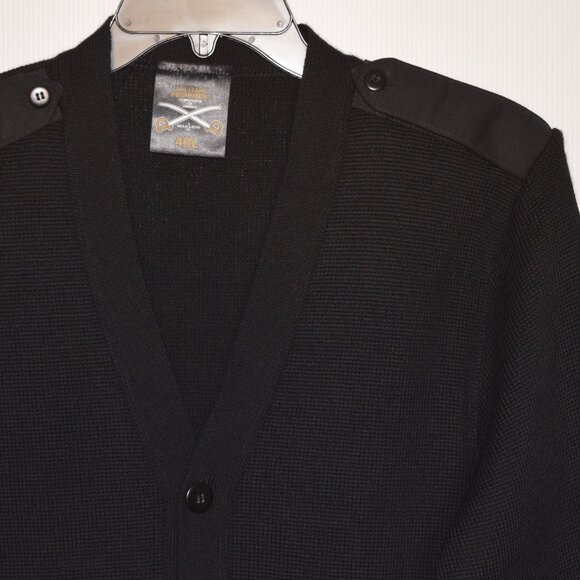MILITARY EQUIPMENT Corporation Of America Black Wool Blend Cardigan Size 40L/M - Picture 3 of 8